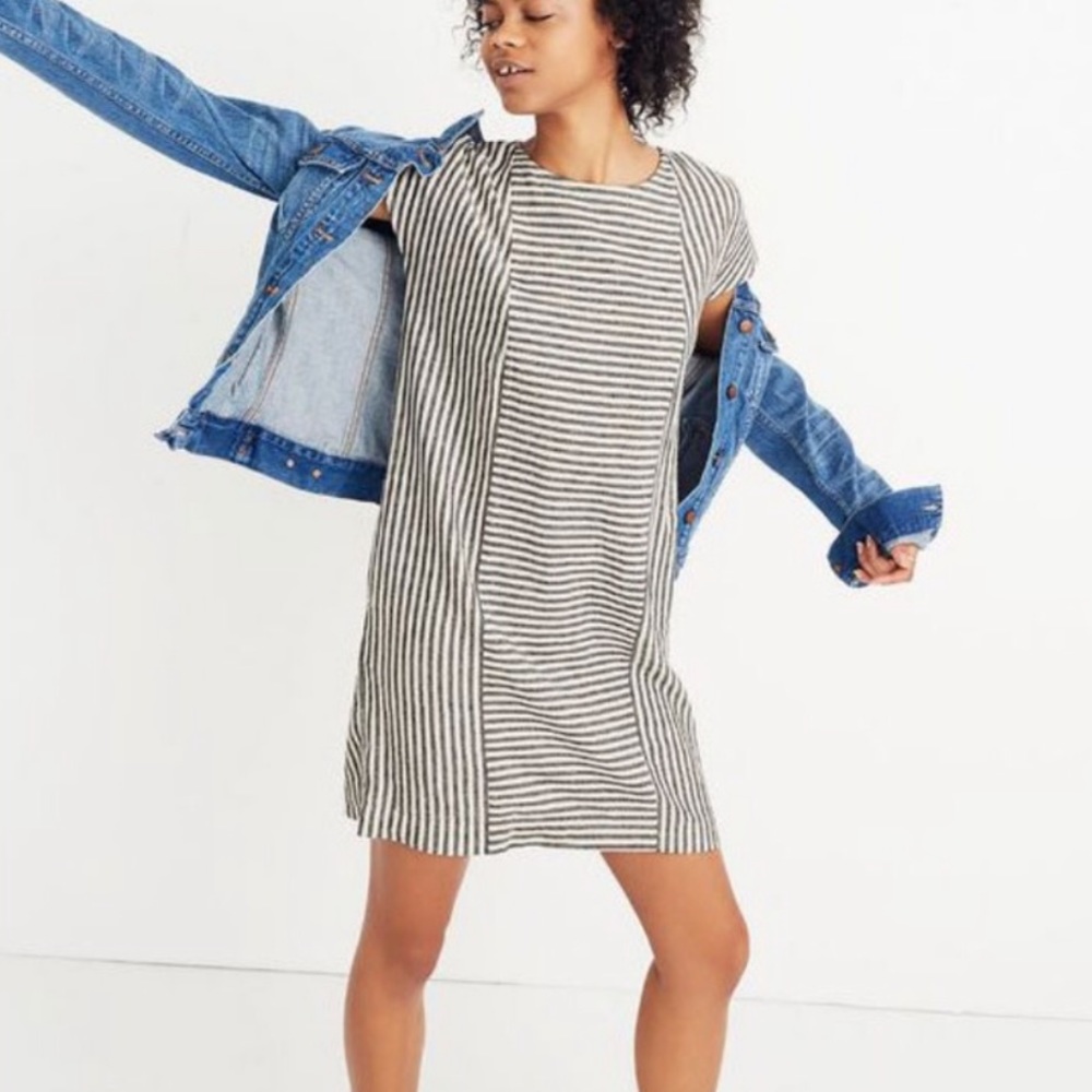 Madewell Stripe-Play Button-Back Tee Dress